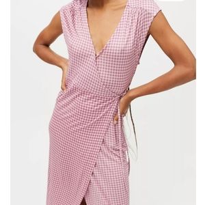 URBAN OUTFITTERS Purple Gingham Wrap Midi Dress